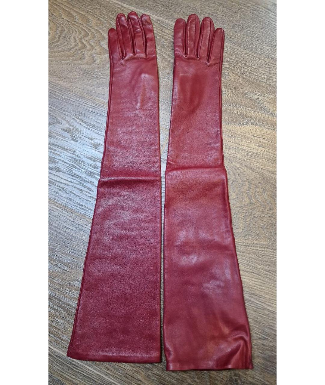 ETRO Бордовые кожаные перчатки, фото 7
