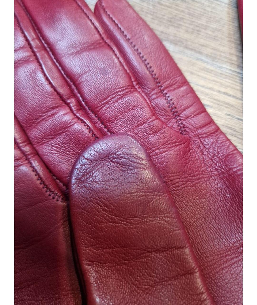 ETRO Бордовые кожаные перчатки, фото 6