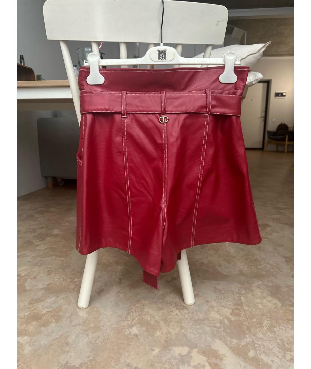 TWIN-SET Бордовые полиэстеровые шорты, фото 2