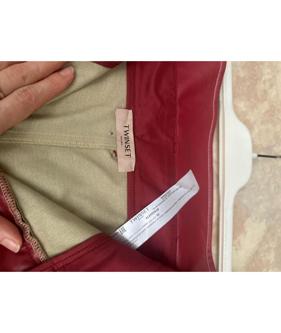 TWIN-SET Бордовые полиэстеровые шорты, фото 3