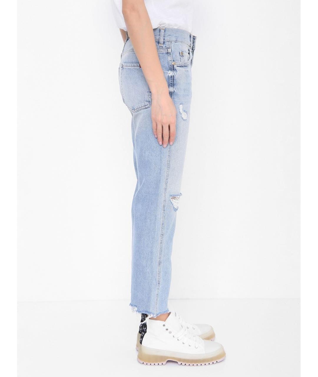 7 FOR ALL MANKIND Голубые хлопковые прямые джинсы, фото 7