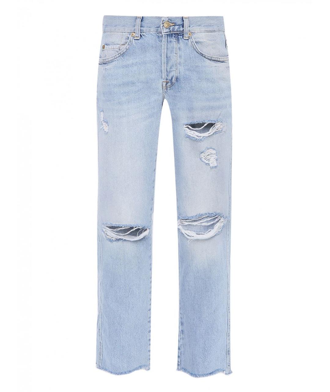 7 FOR ALL MANKIND Голубые хлопковые прямые джинсы, фото 1