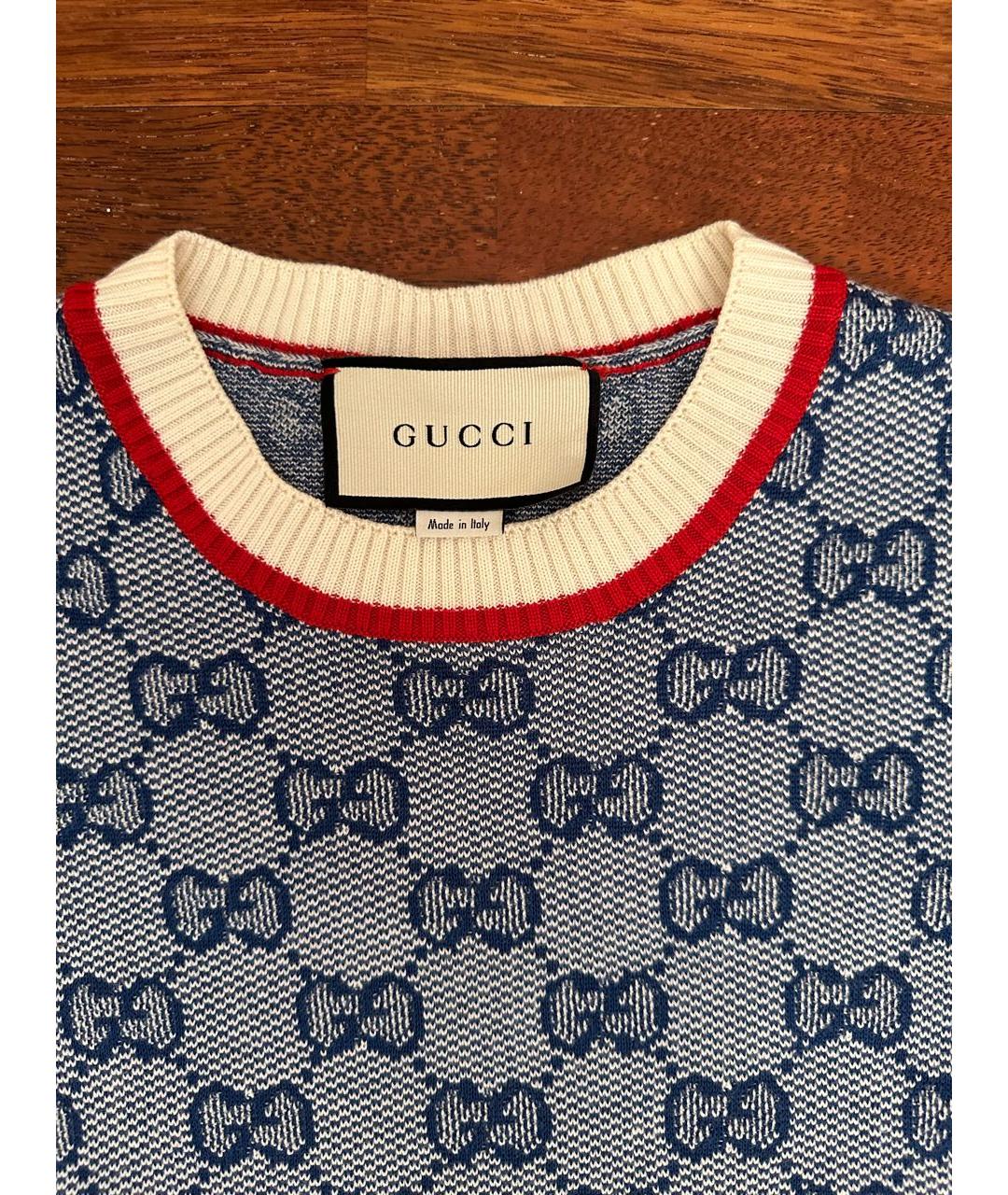 GUCCI Голубой хлопковый джемпер / свитер, фото 2