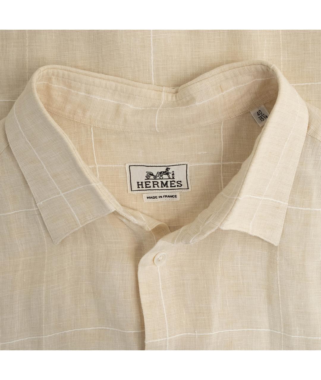 HERMES PRE-OWNED Бежевая льняная кэжуал рубашка, фото 3