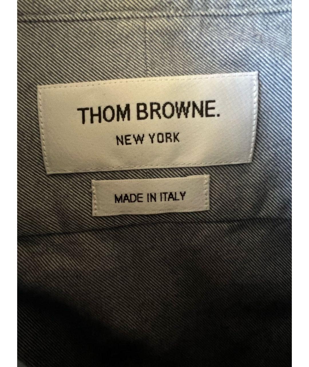 THOM BROWNE Голубая хлопковая кэжуал рубашка, фото 4