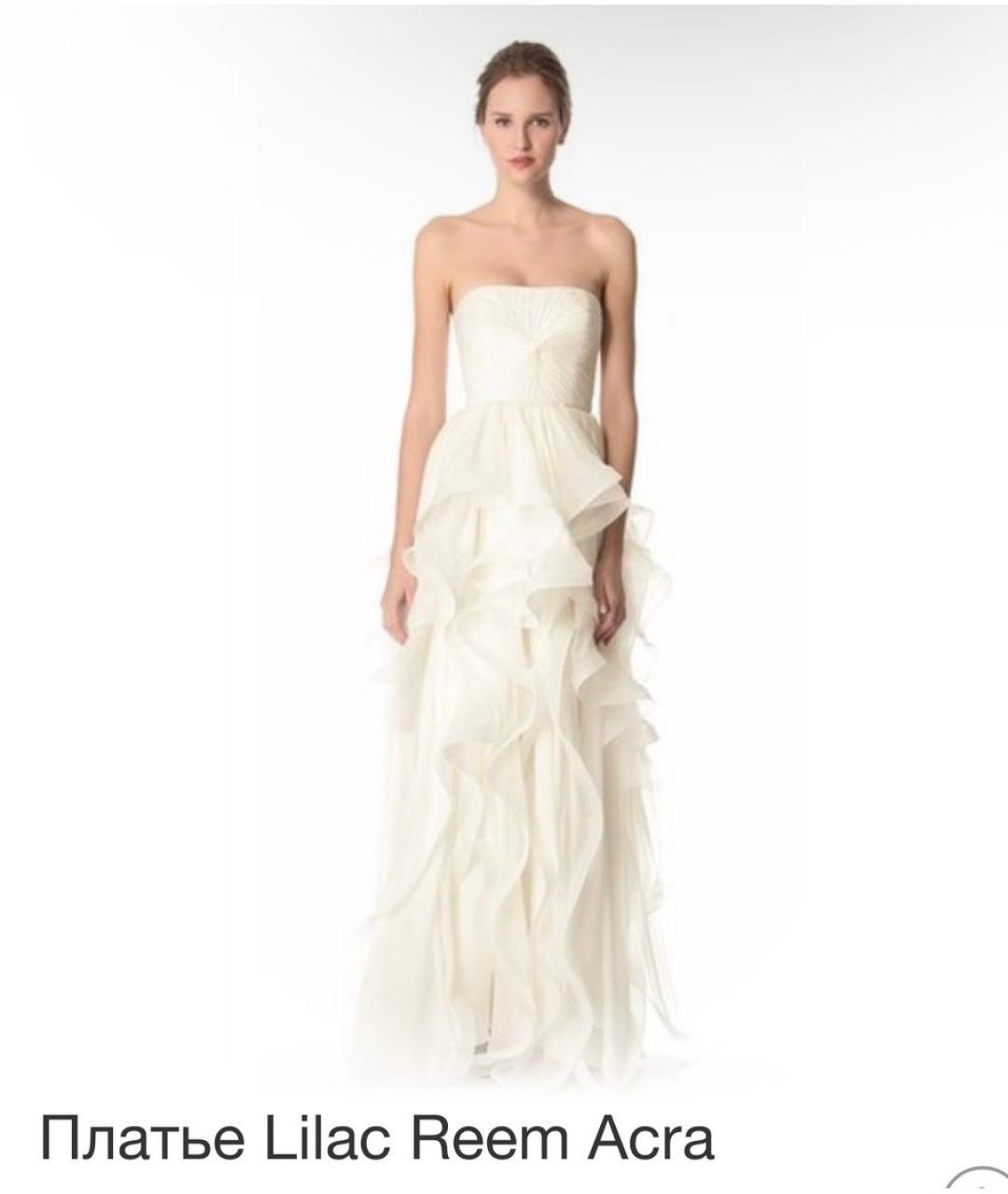 REEM ACRA Белое шелковое свадебное платье, фото 6