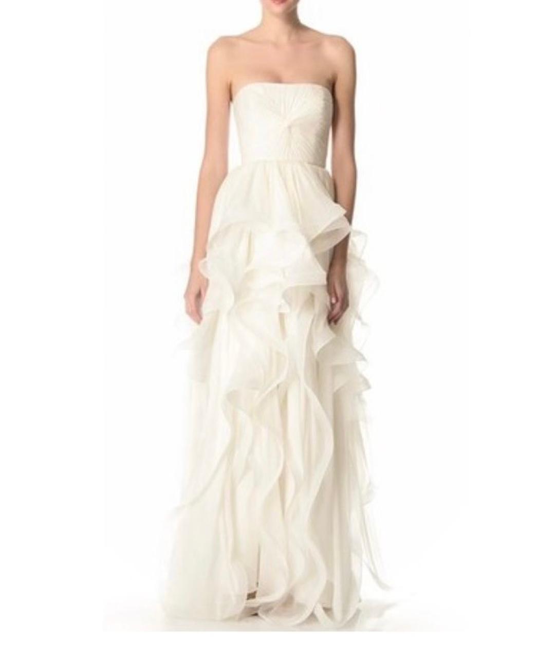 REEM ACRA Белое шелковое свадебное платье, фото 7