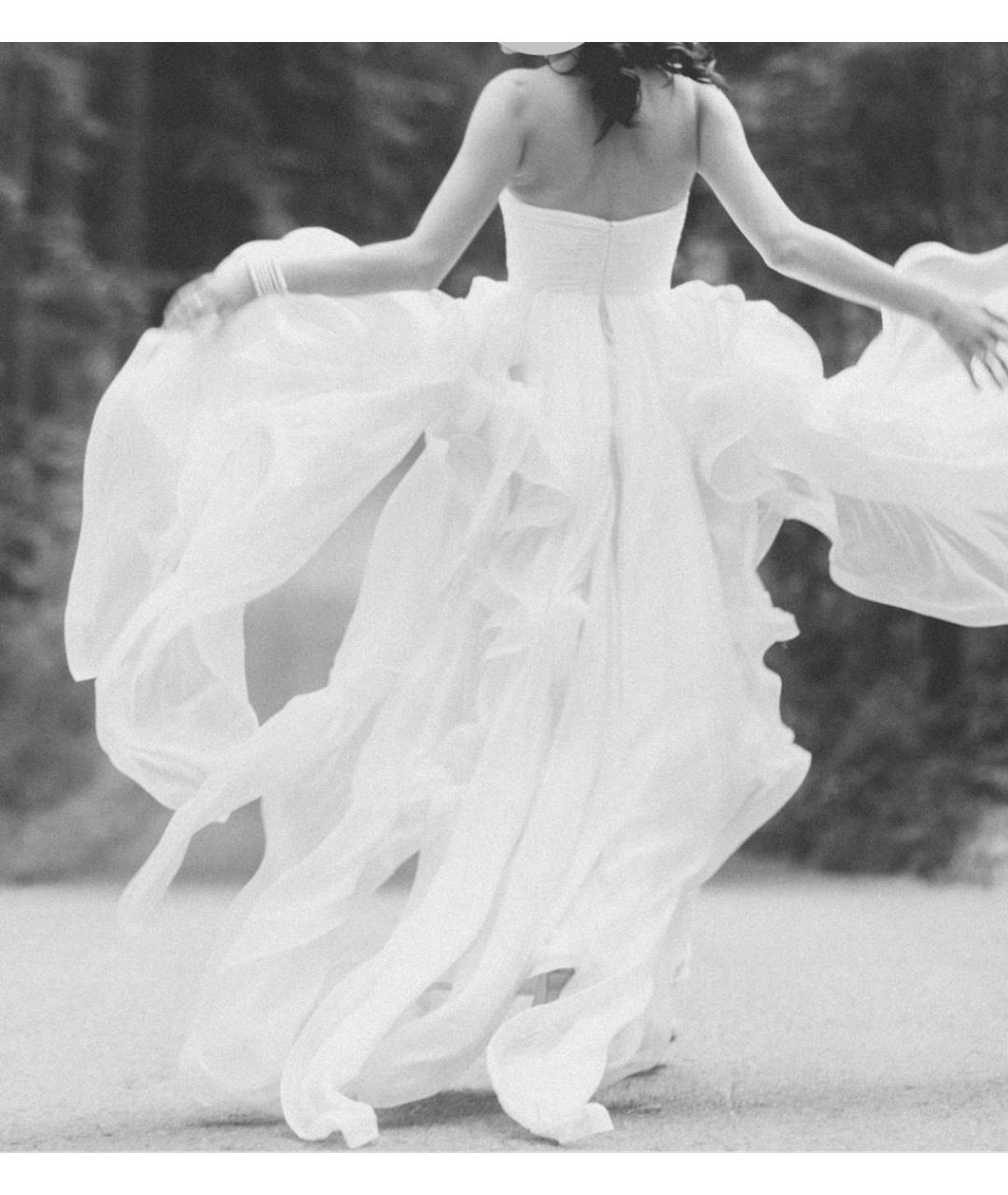 REEM ACRA Белое шелковое свадебное платье, фото 2