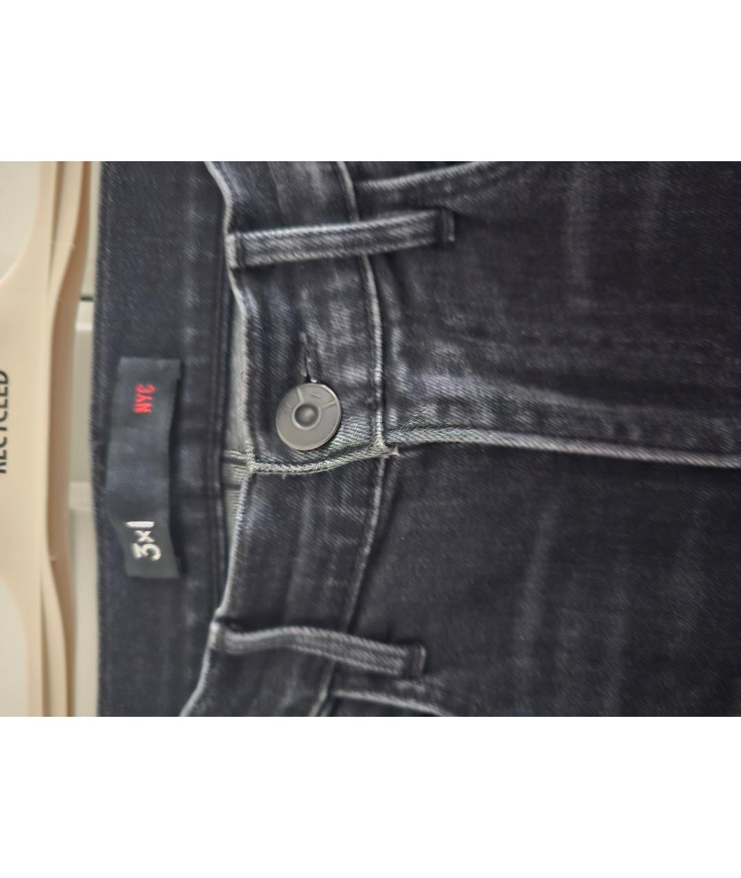 3X1 Черные хлопко-эластановые прямые джинсы, фото 5