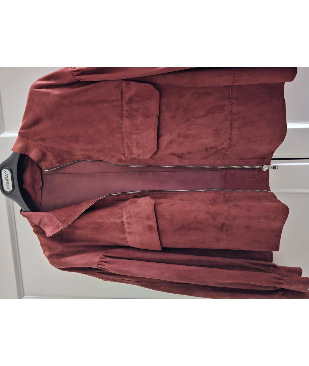 SPORT MAX CODE Бордовая кожаная куртка, фото 6