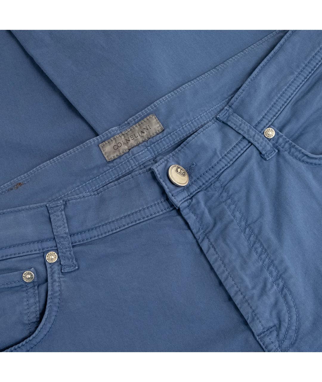 CORNELIANI Синие хлопковые повседневные брюки, фото 3