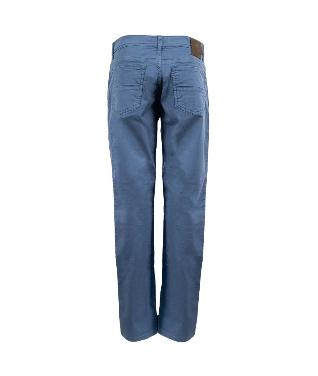 CORNELIANI Голубые хлопковые прямые джинсы, фото 2