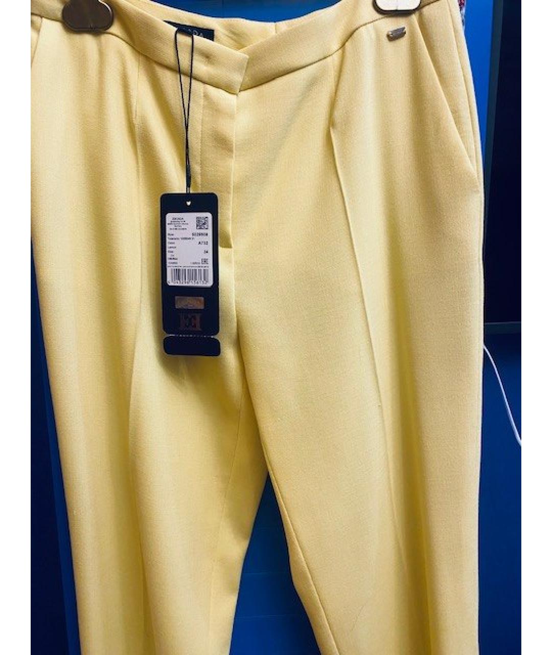 ESCADA Желтые шерстяные прямые брюки, фото 4