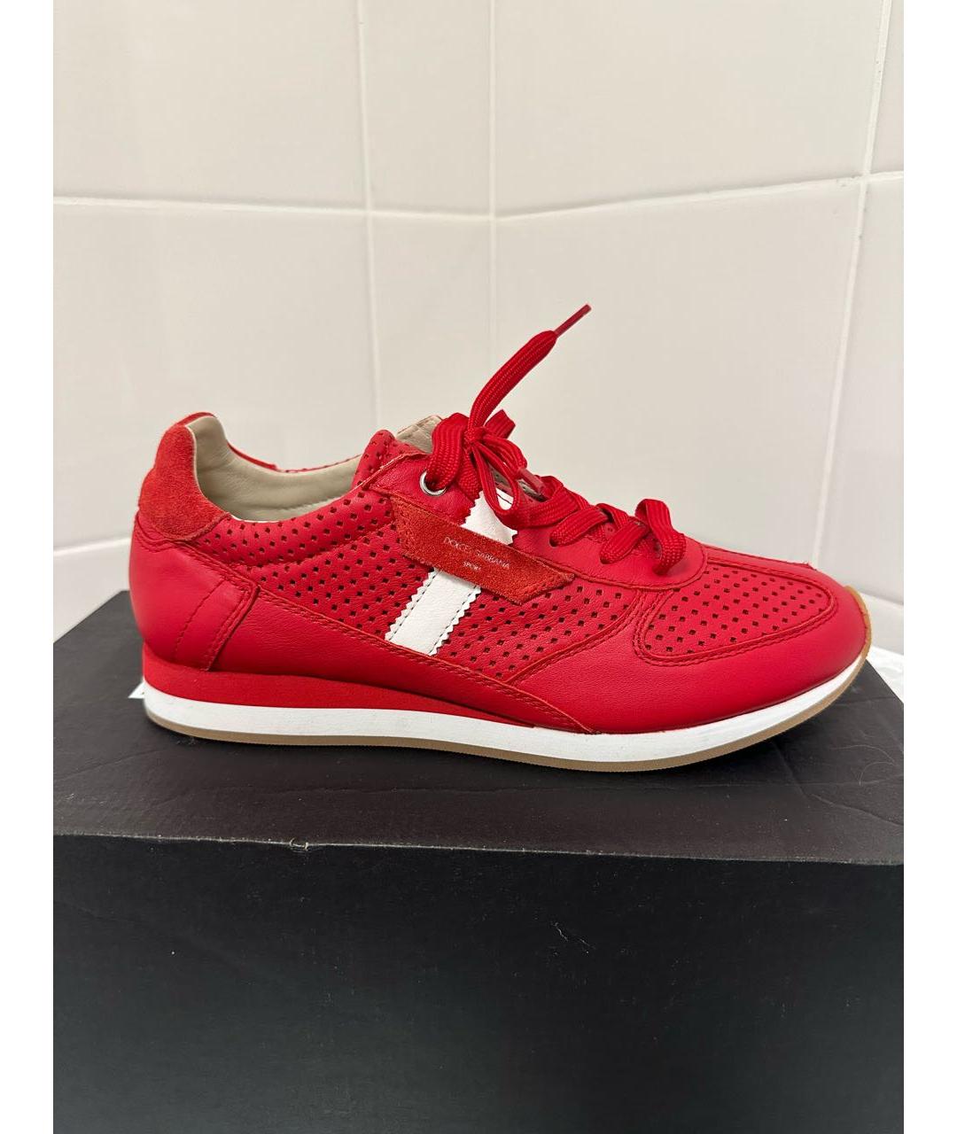 DOLCE&GABBANA Красные кожаные низкие кроссовки / кеды, фото 8