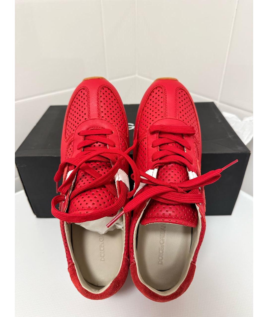 DOLCE&GABBANA Красные кожаные низкие кроссовки / кеды, фото 4
