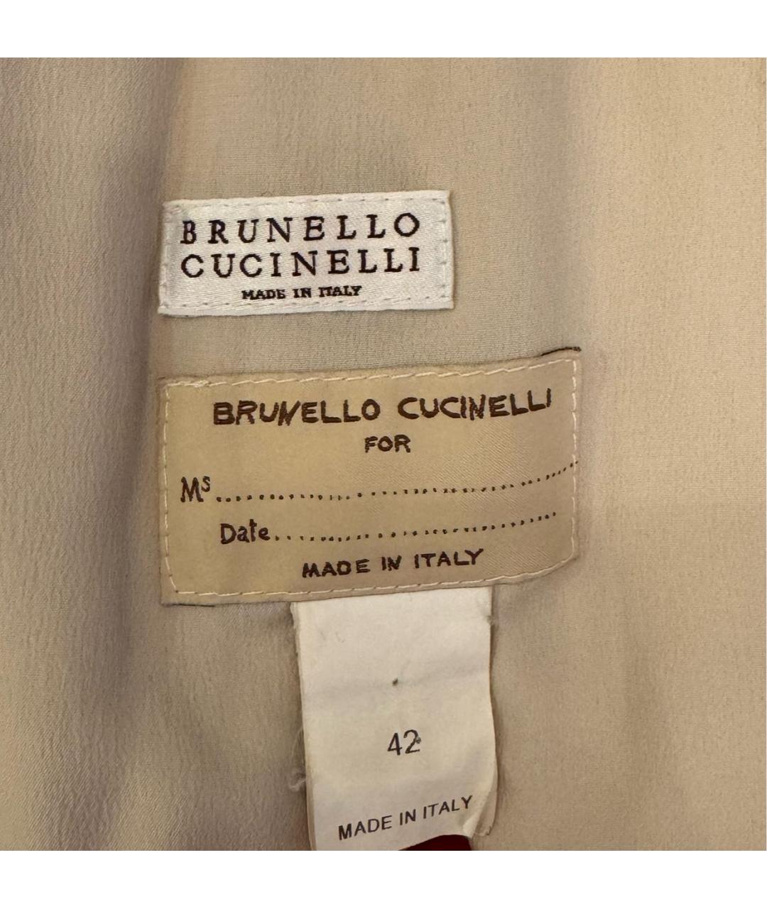 BRUNELLO CUCINELLI Бежевая кожаная дубленка, фото 4