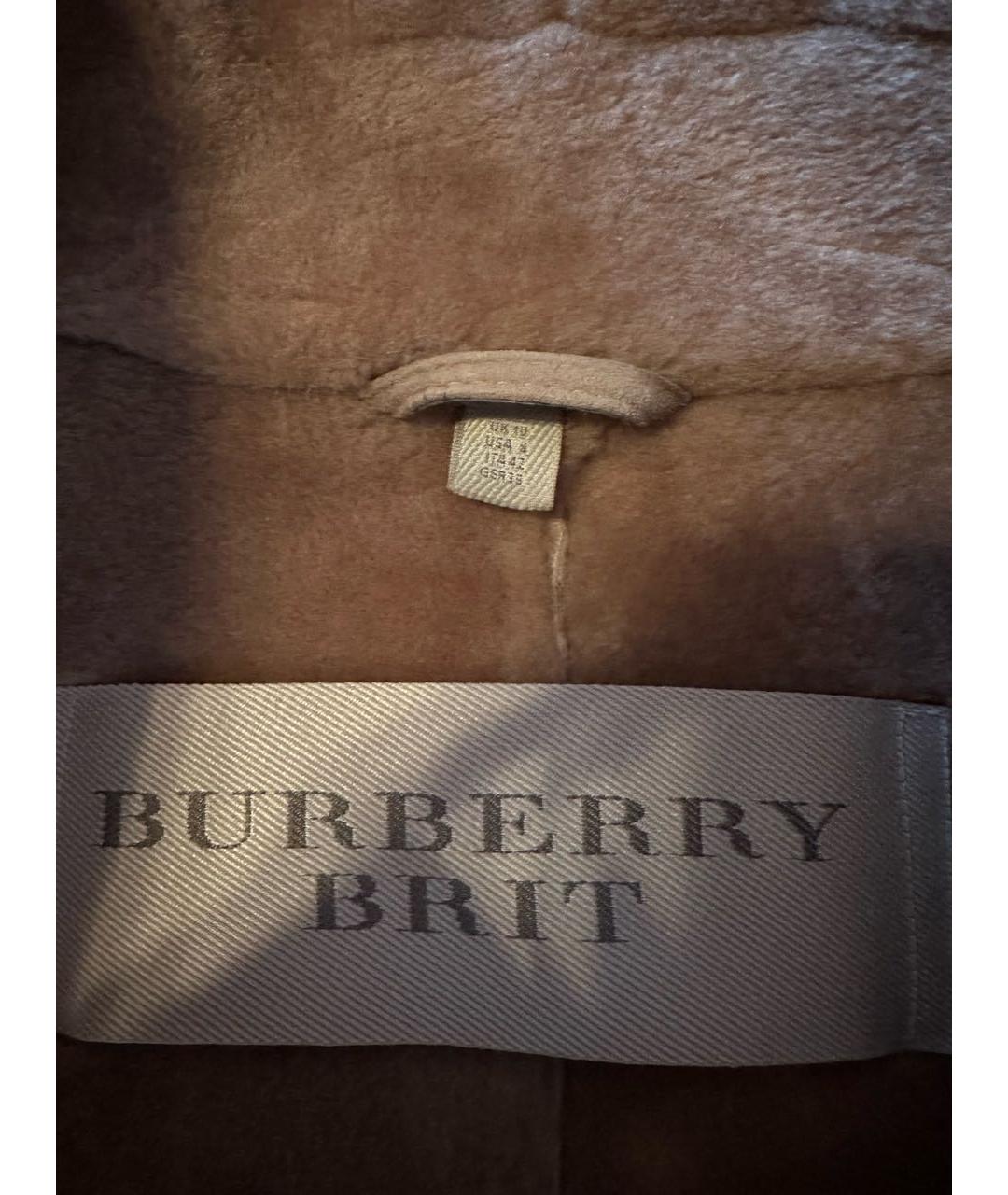 BURBERRY Бежевая кожаная дубленка, фото 4