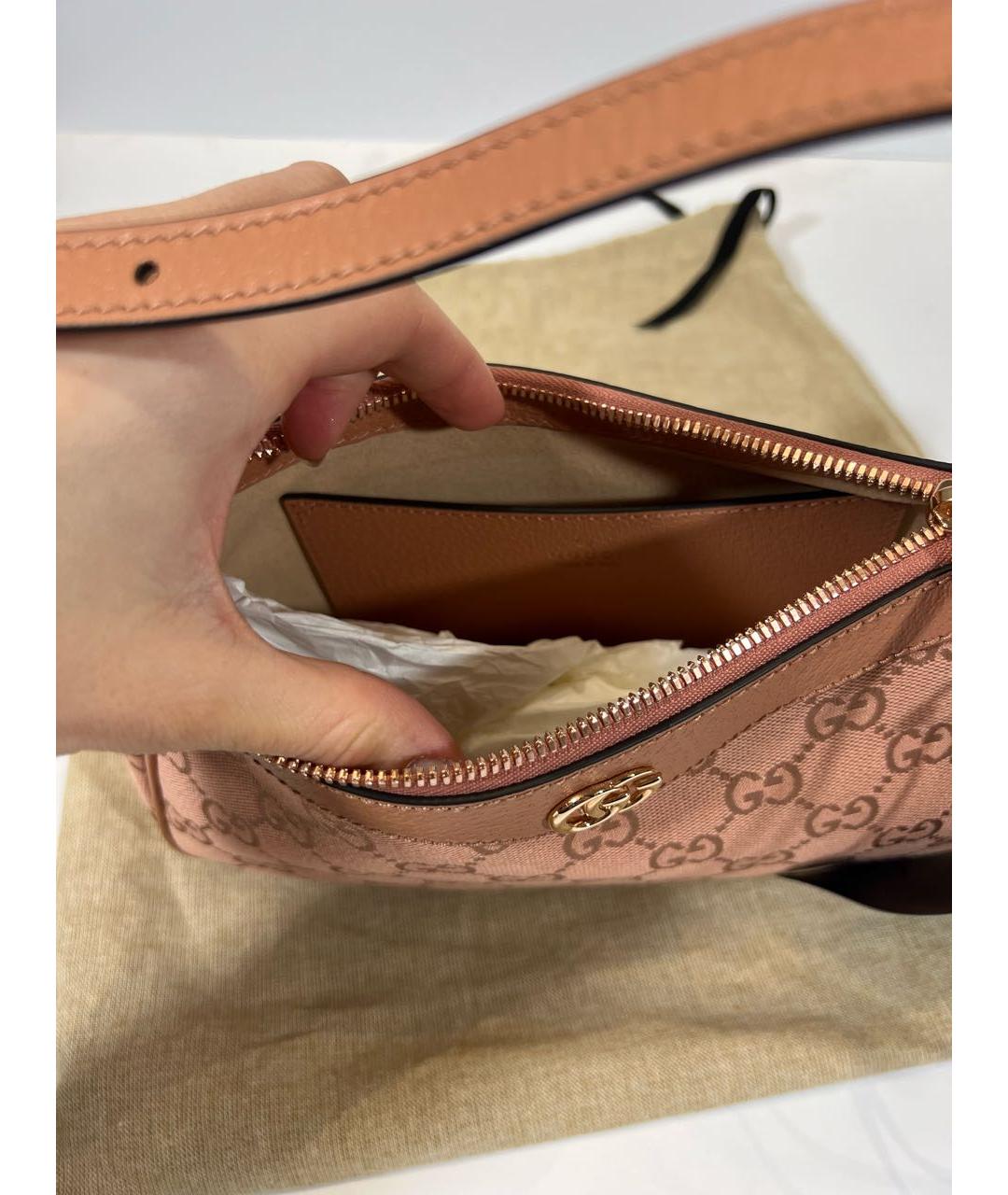 GUCCI Розовая тканевая сумка с короткими ручками, фото 3