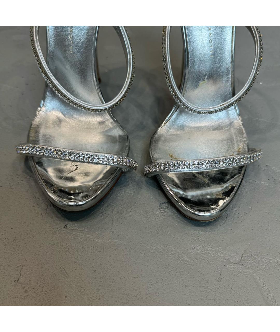 GIUSEPPE ZANOTTI DESIGN Серебряные кожаные босоножки, фото 3