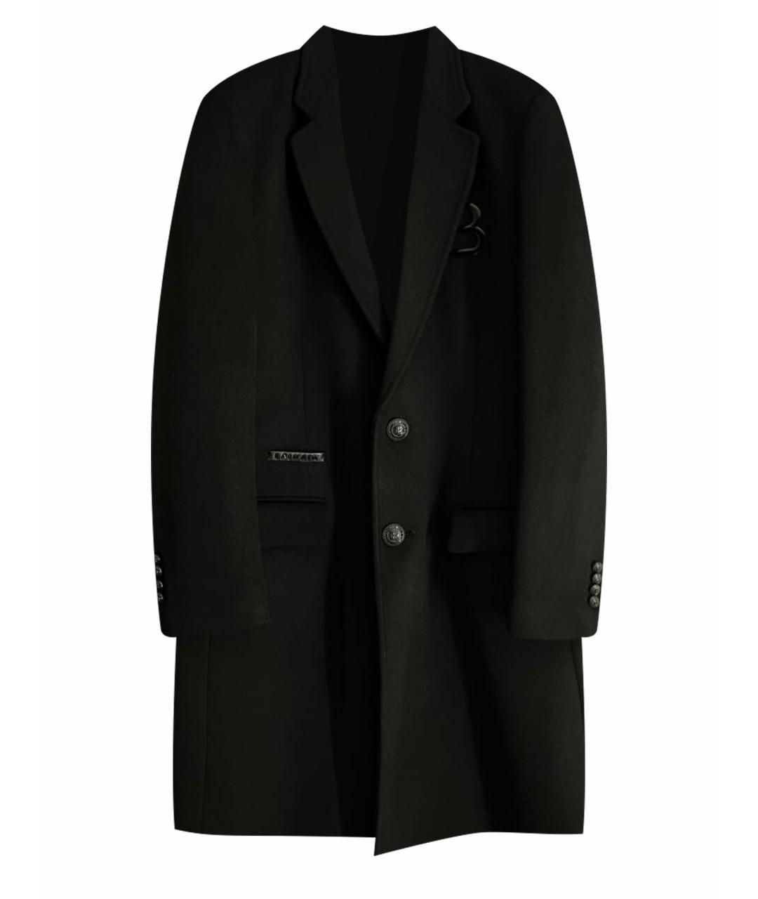 BALMAIN Черное шерстяное пальто, фото 1