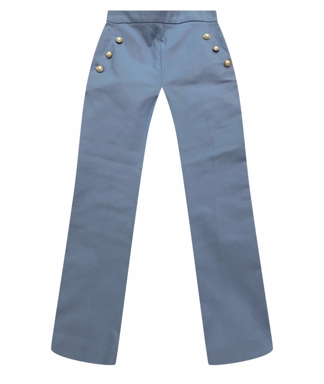 MAX MARA Голубые хлопко-эластановые брюки широкие, фото 1