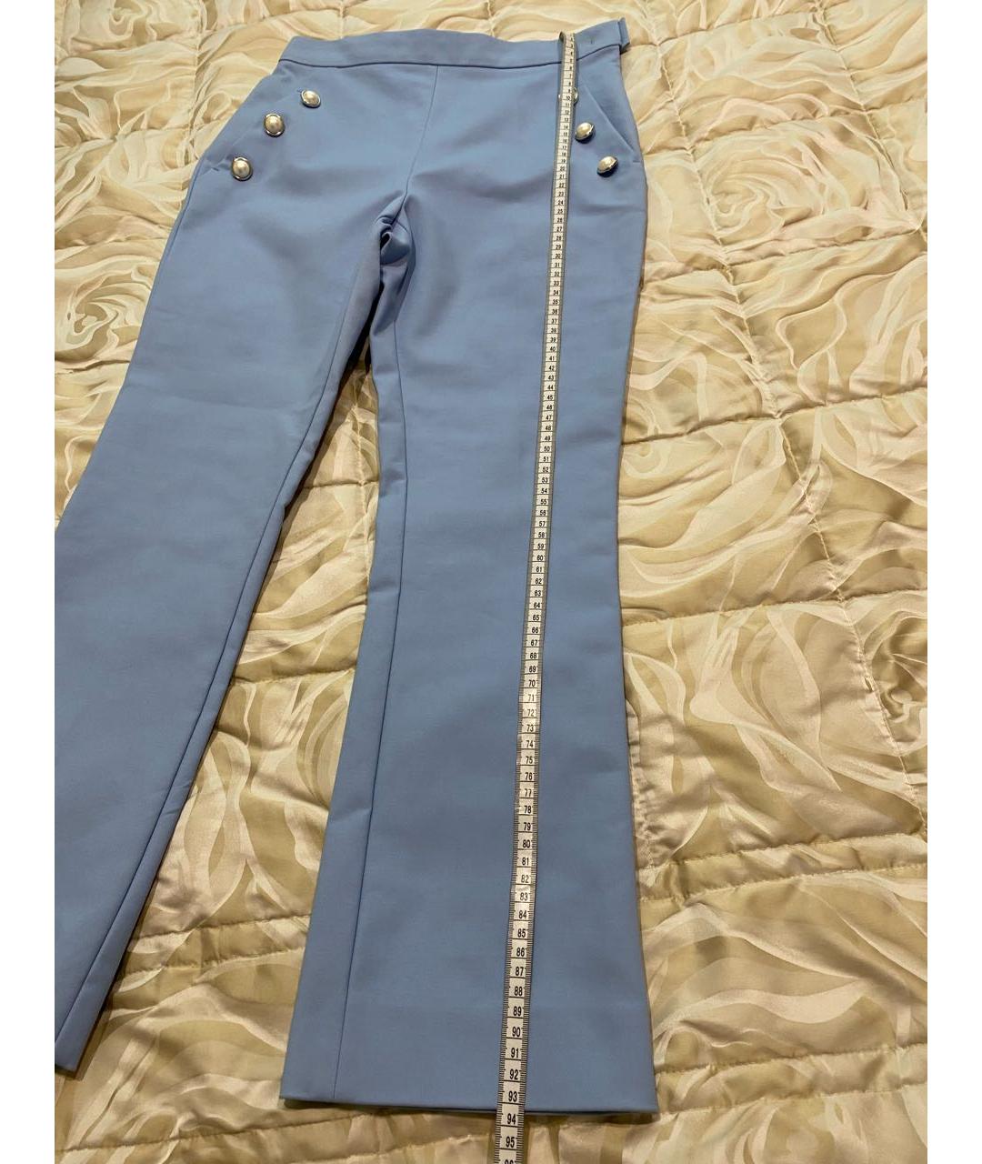 MAX MARA Голубые хлопко-эластановые брюки широкие, фото 8