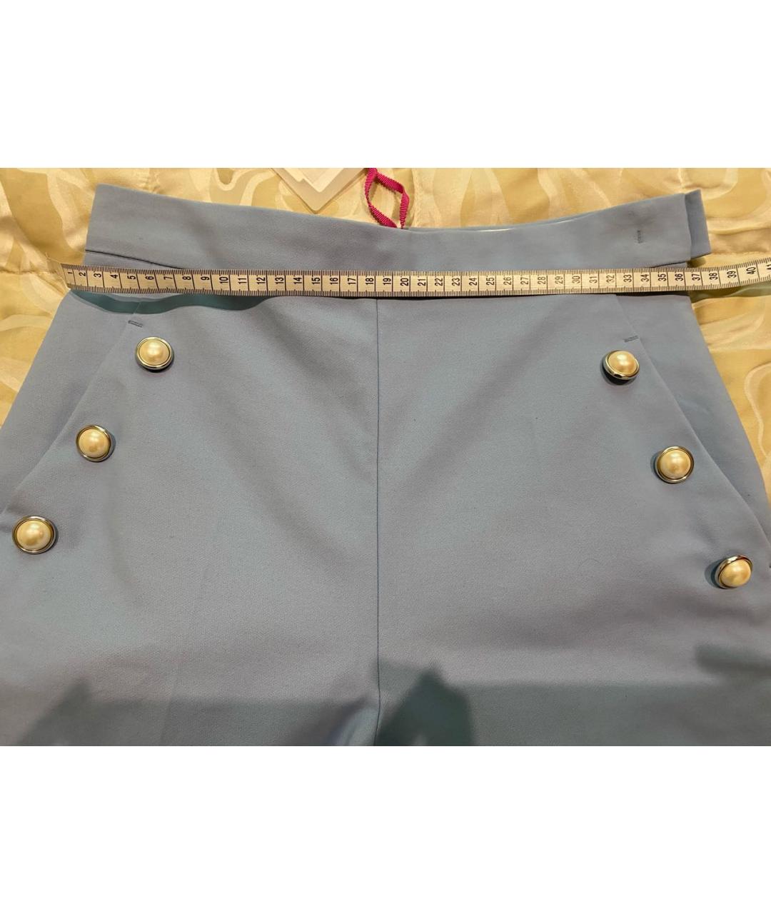 MAX MARA Голубые хлопко-эластановые брюки широкие, фото 6