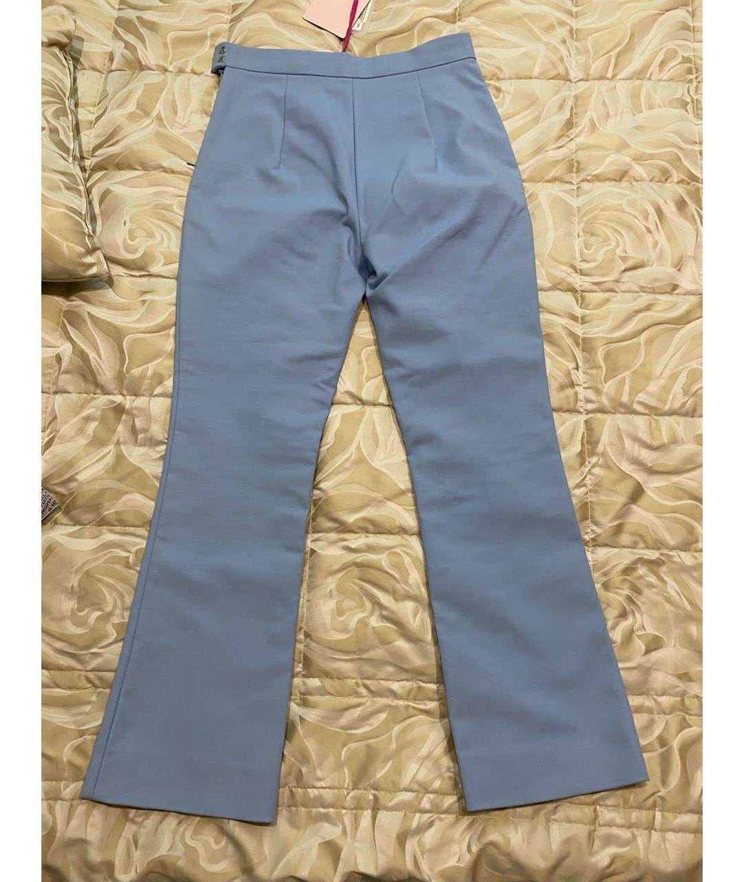 MAX MARA Голубые хлопко-эластановые брюки широкие, фото 2