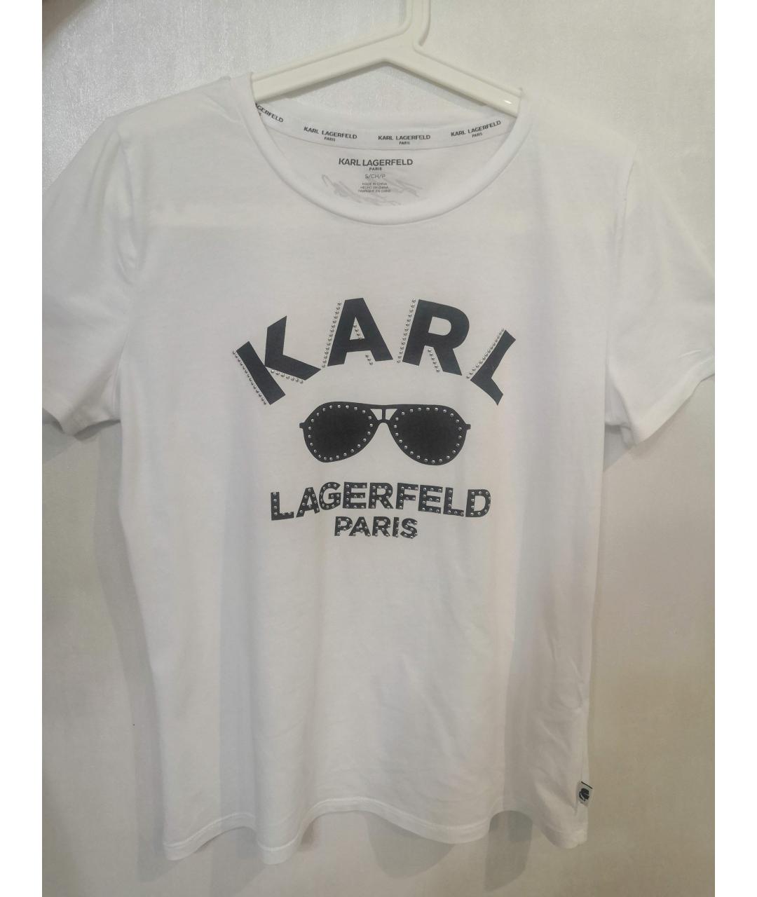 KARL LAGERFELD Белая хлопковая футболка, фото 5