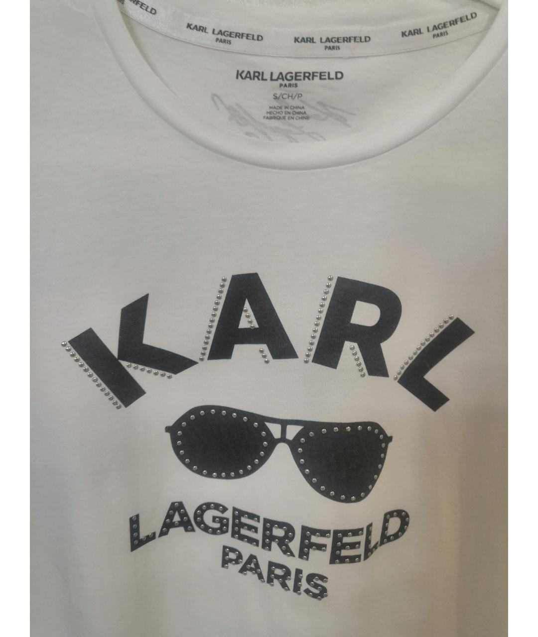 KARL LAGERFELD Белая хлопковая футболка, фото 2