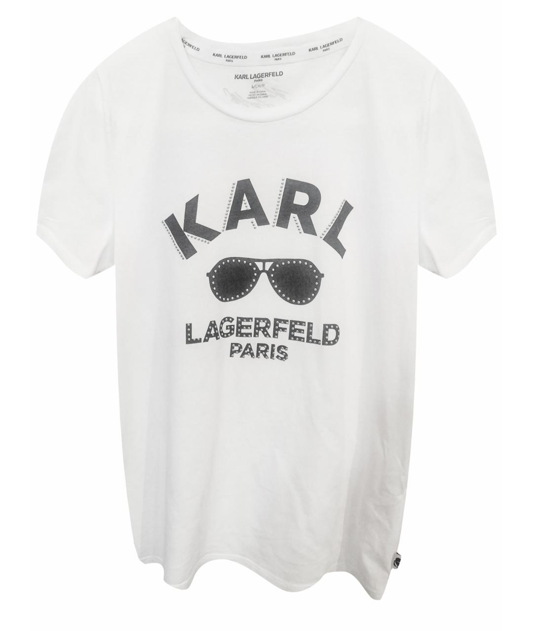 KARL LAGERFELD Белая хлопковая футболка, фото 1