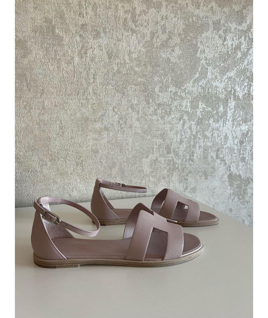 HERMES PRE-OWNED Розовые кожаные сандалии, фото 7