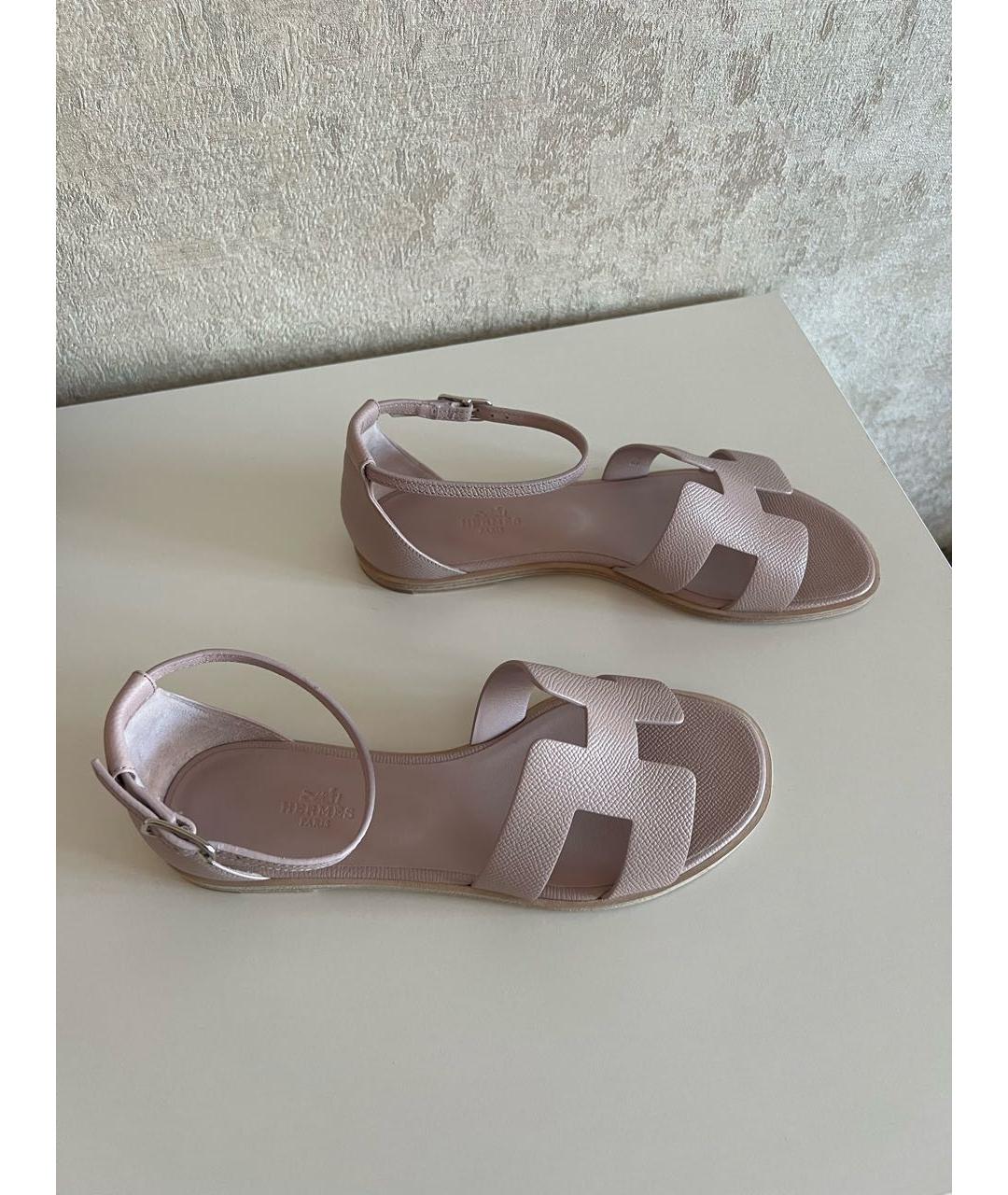 HERMES PRE-OWNED Розовые кожаные сандалии, фото 3