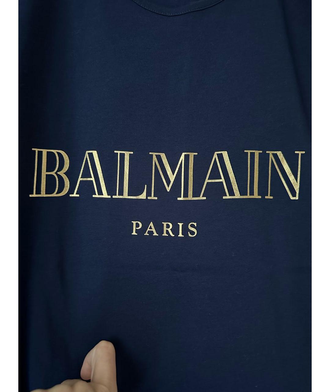 BALMAIN Темно-синяя хлопковая майка, фото 3