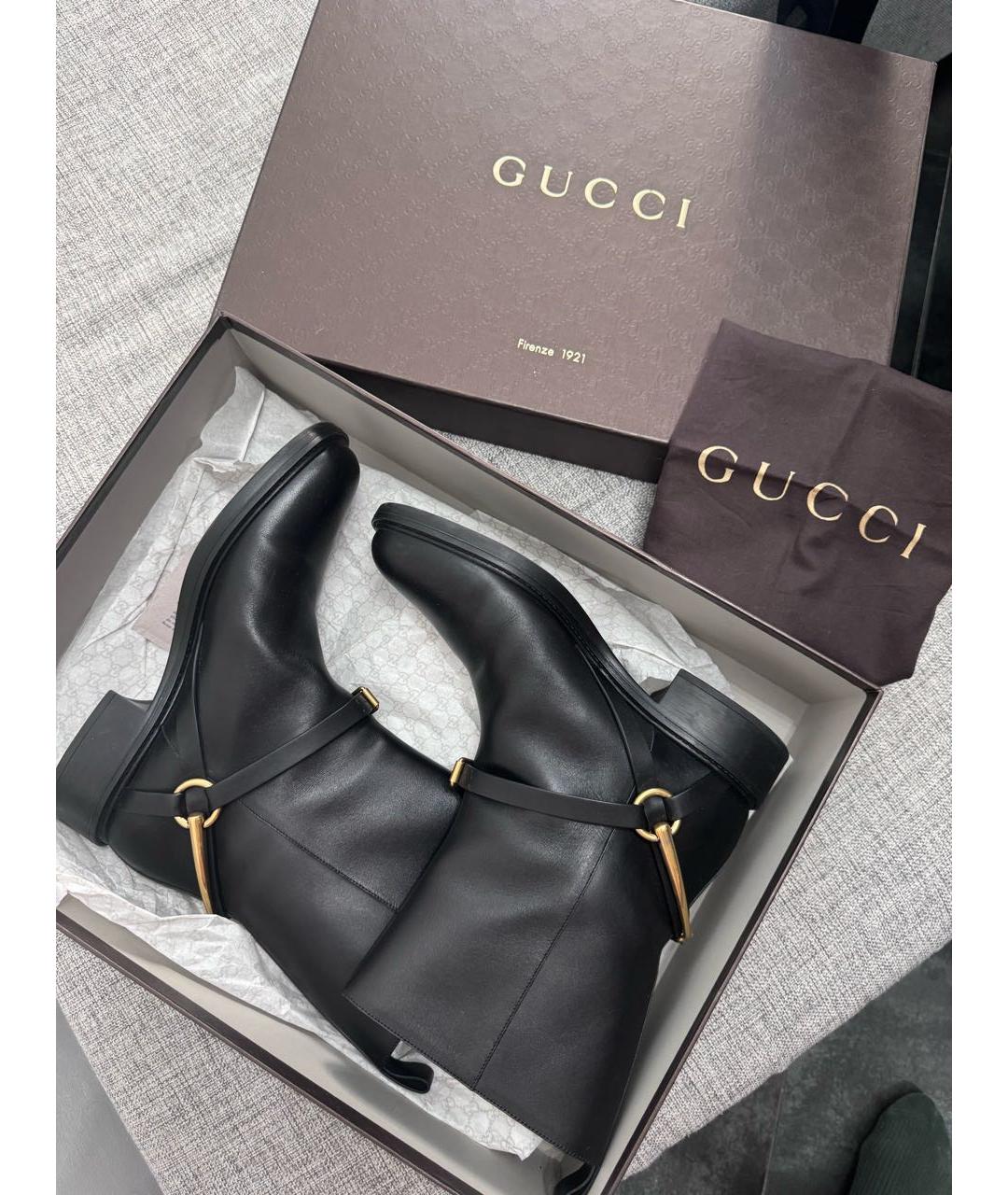 GUCCI Черные кожаные полусапоги, фото 8