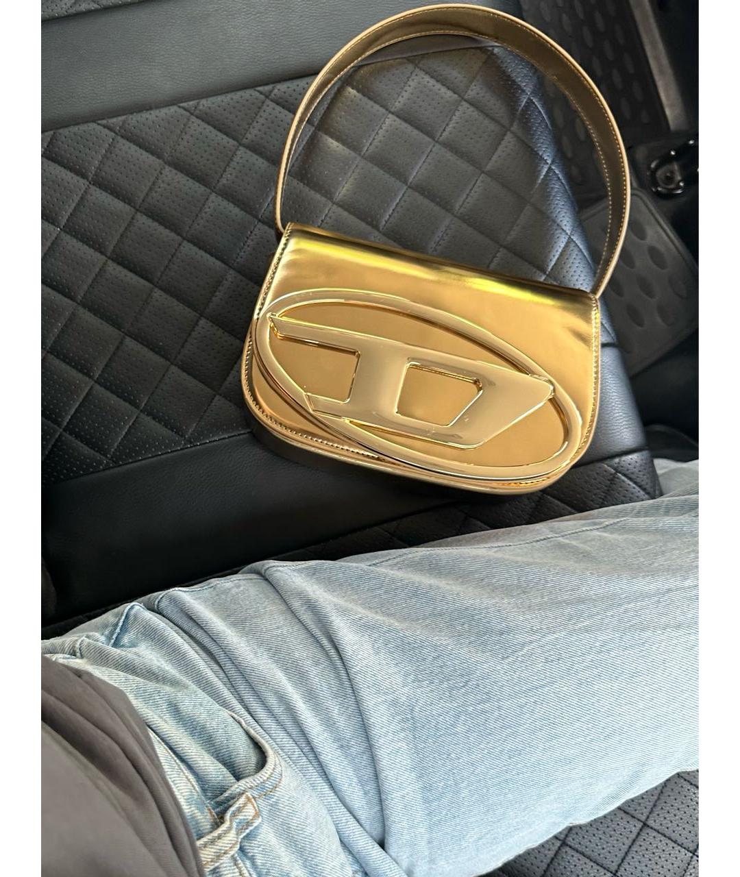 DIESEL Золотая сумка через плечо из искусственной кожи, фото 5
