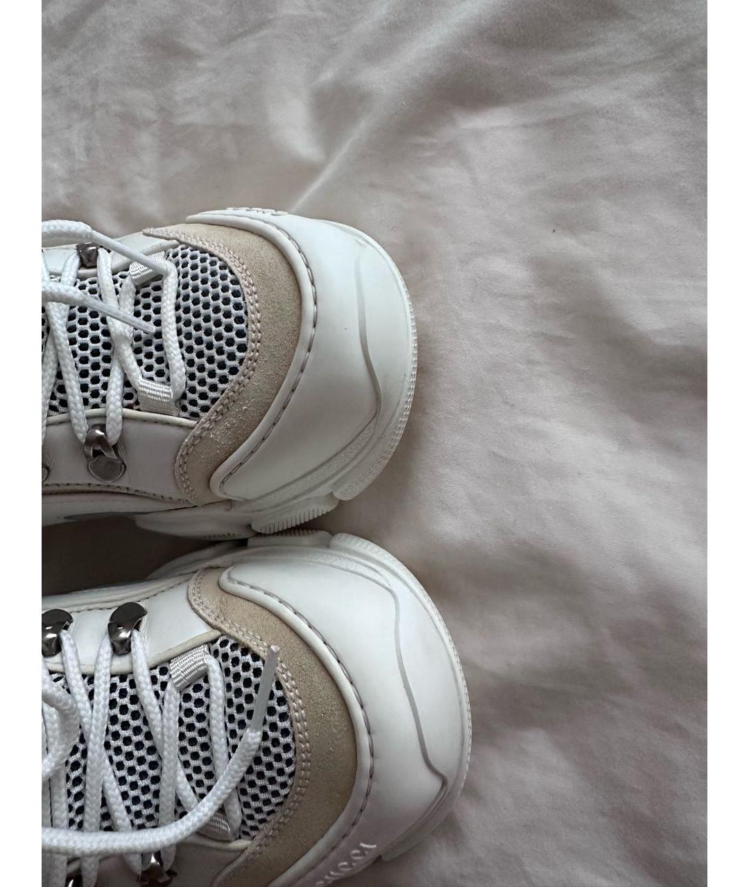 GUCCI Белые кожаные кроссовки, фото 7