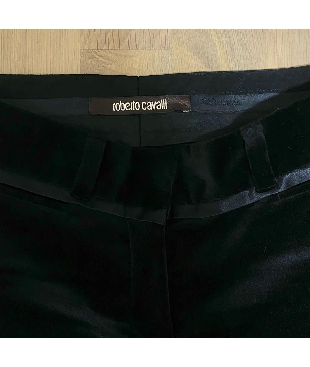 ROBERTO CAVALLI Черные бархатные прямые брюки, фото 2