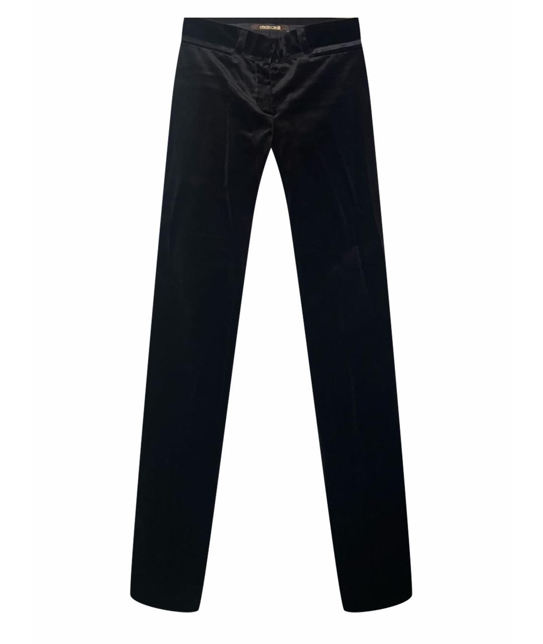ROBERTO CAVALLI Черные бархатные прямые брюки, фото 1