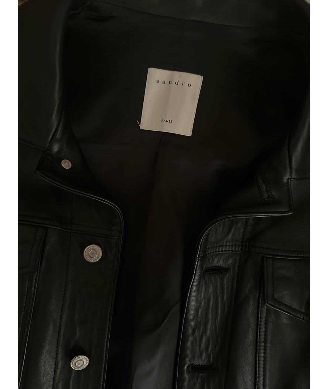 SANDRO Черная кожаная куртка, фото 3