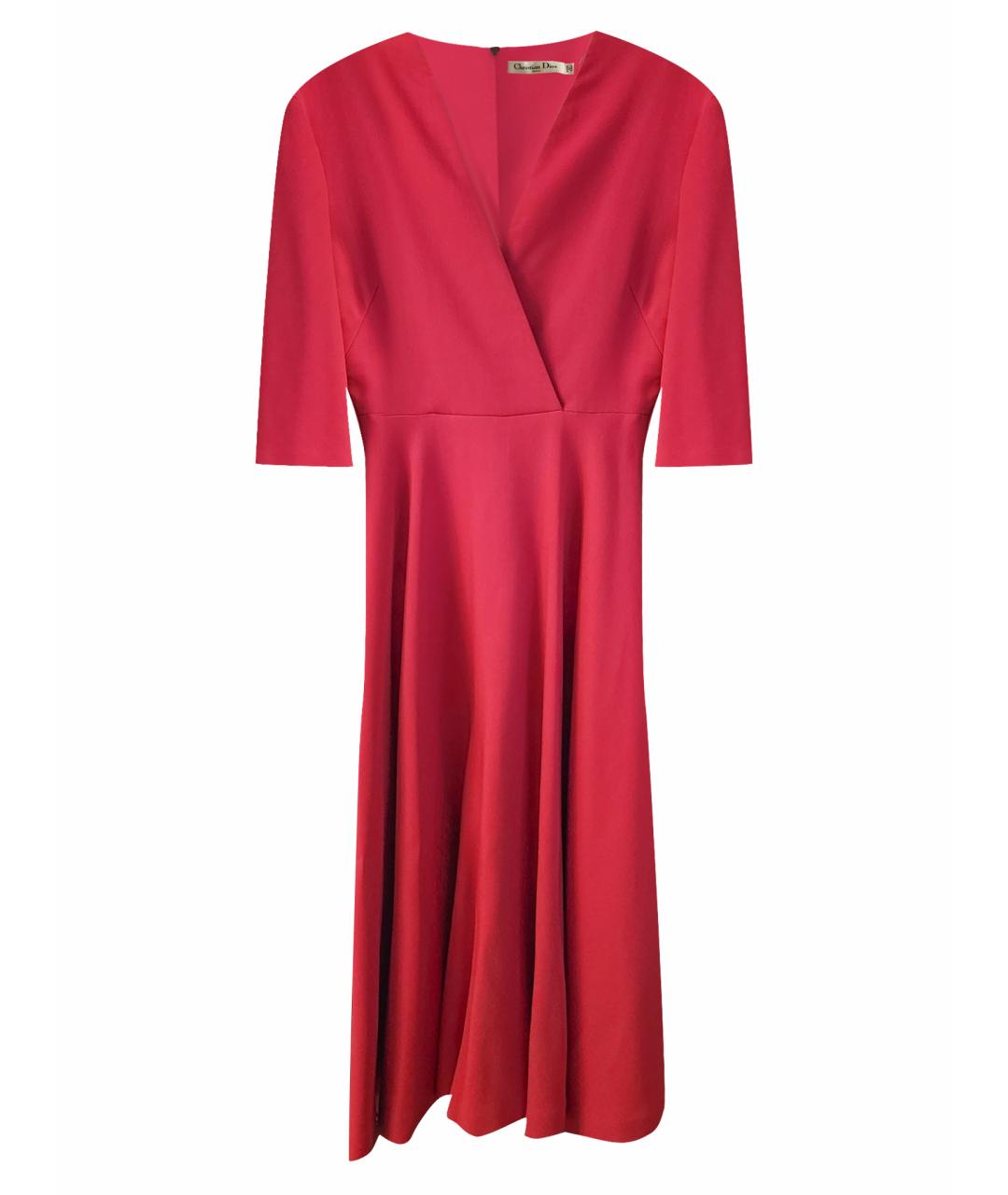 CHRISTIAN DIOR Красное шелковое коктейльное платье, фото 8