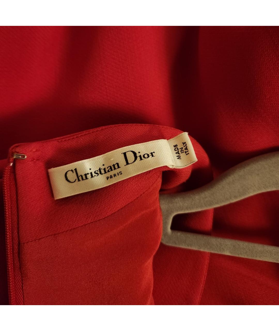 CHRISTIAN DIOR Красное шелковое коктейльное платье, фото 3