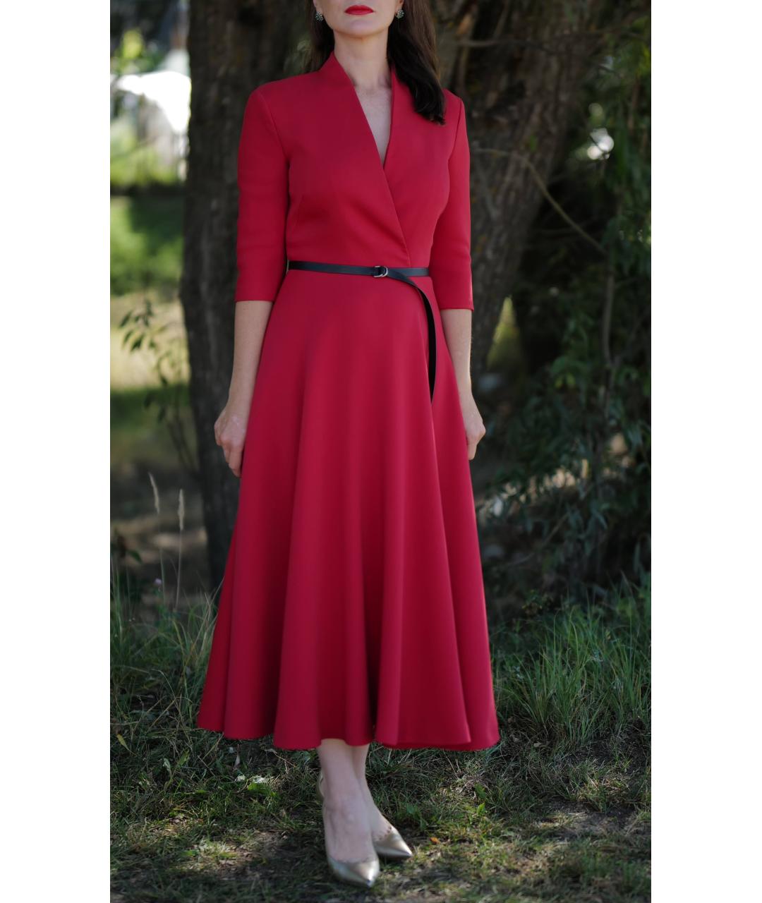 CHRISTIAN DIOR Красное шелковое коктейльное платье, фото 5