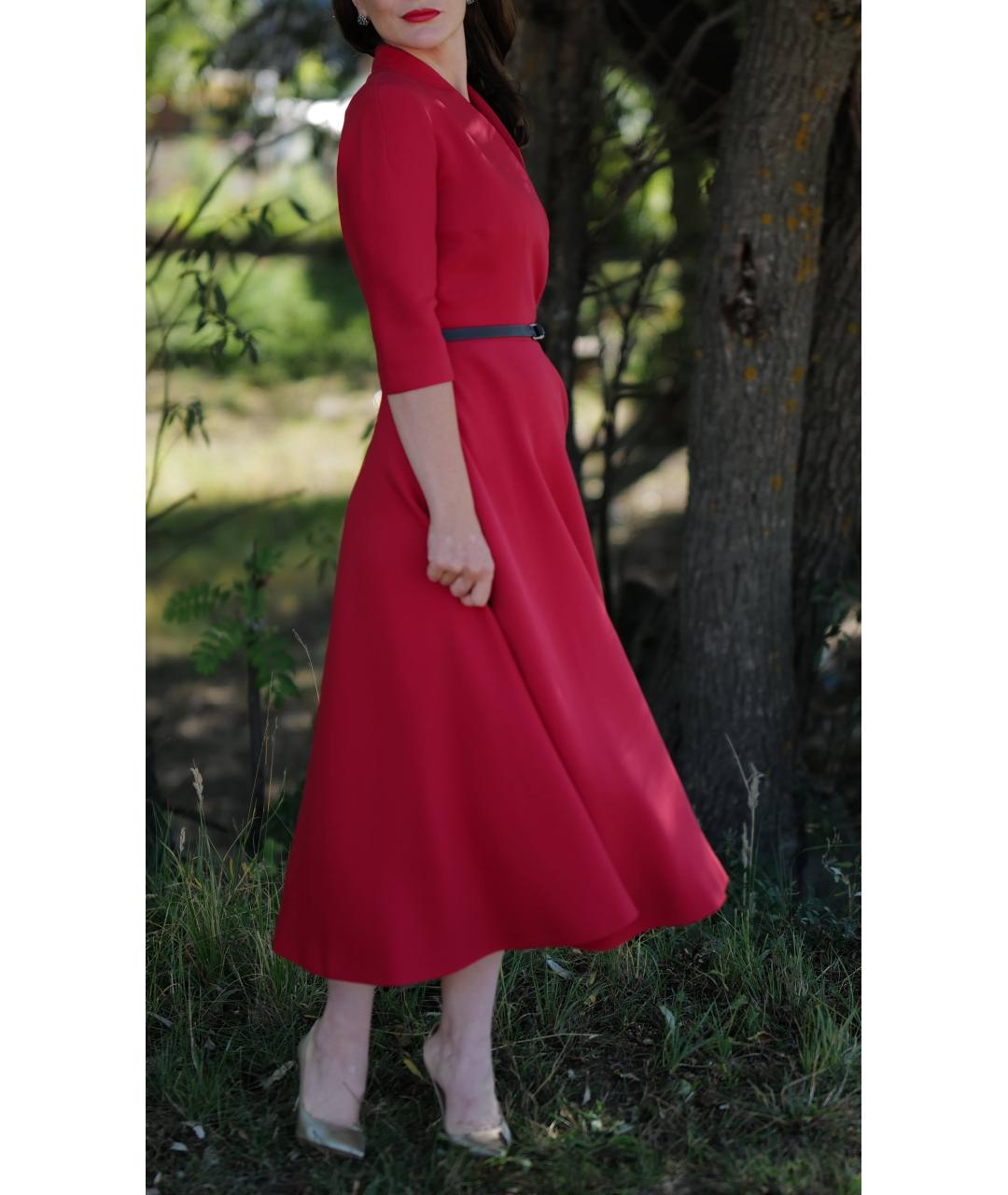 CHRISTIAN DIOR Красное шелковое коктейльное платье, фото 6