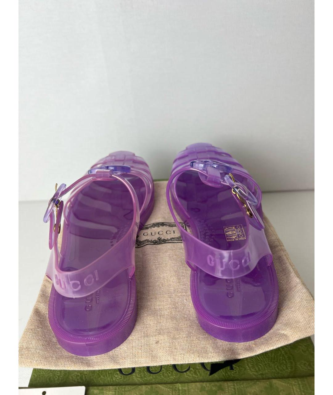 GUCCI Фиолетовые резиновые сандалии, фото 5