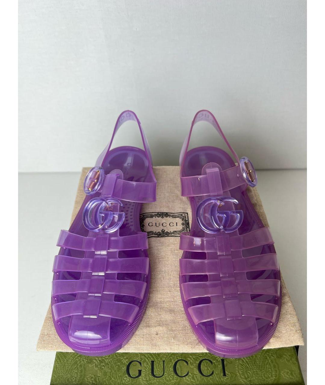 GUCCI Фиолетовые резиновые сандалии, фото 3