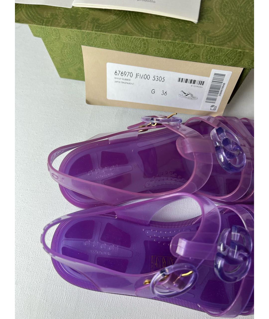 GUCCI Фиолетовые резиновые сандалии, фото 4