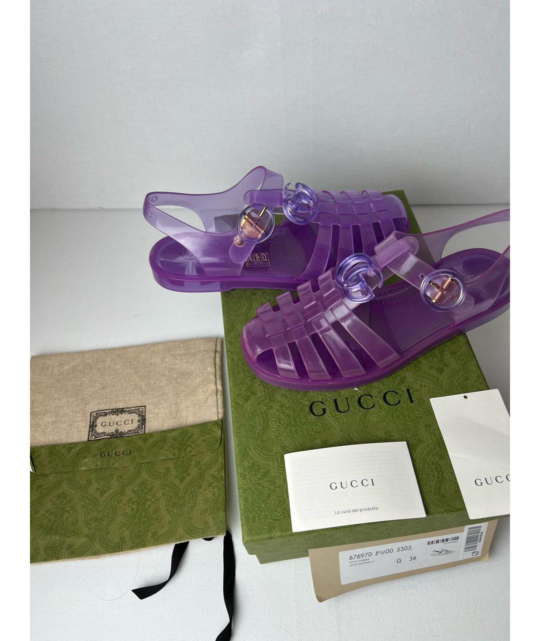GUCCI Фиолетовые резиновые сандалии, фото 8