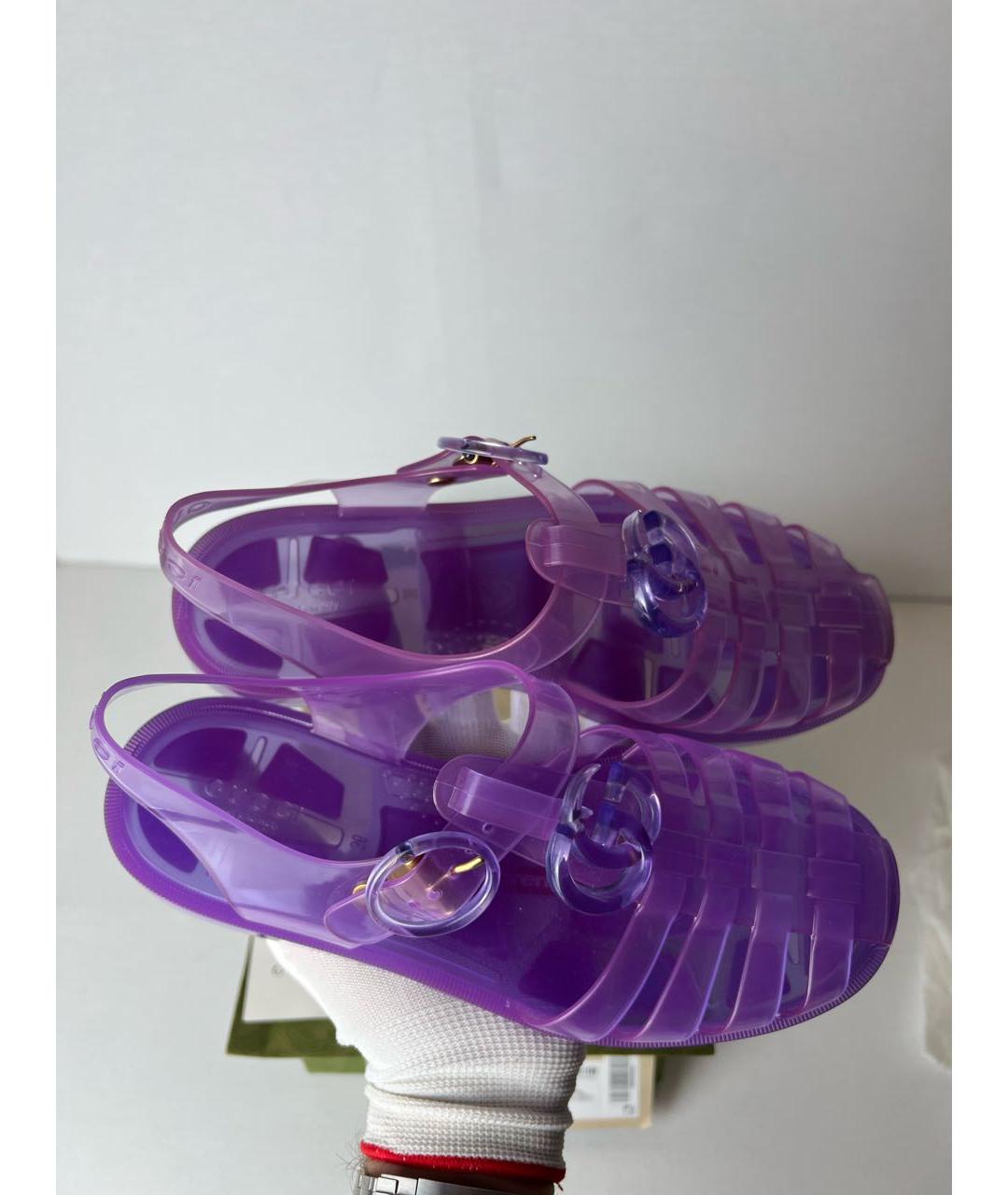 GUCCI Фиолетовые резиновые сандалии, фото 7
