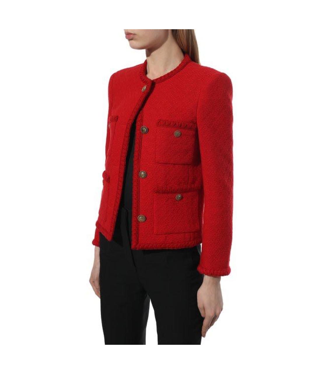 SAINT LAURENT Красный шерстяной жакет/пиджак, фото 3